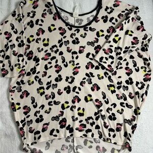 Honeyme Leopard Print Blouse - Pink, Yellow, Black